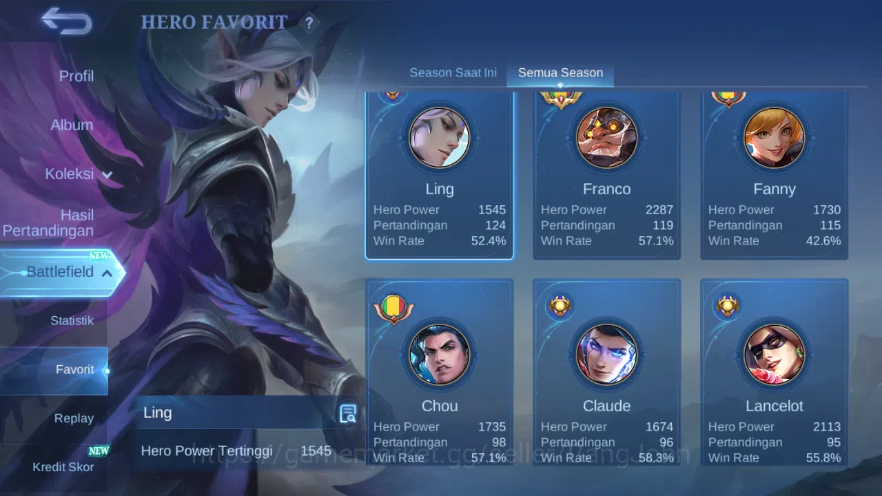 Mobile Legends: Bang Bang Accounts Others Hero 92 Skin 122 | CC Natalia | Lightborn Harith, Tigreal | Dtamer Ling 14