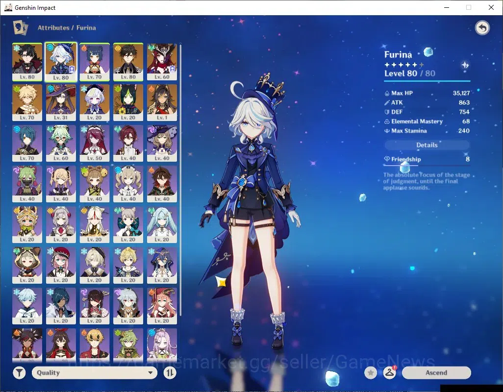 Genshin Impact Accounts ASIA|AR 48|4 Limited + 1 (*5Weap)|Chasca,Furina,Wr image 4