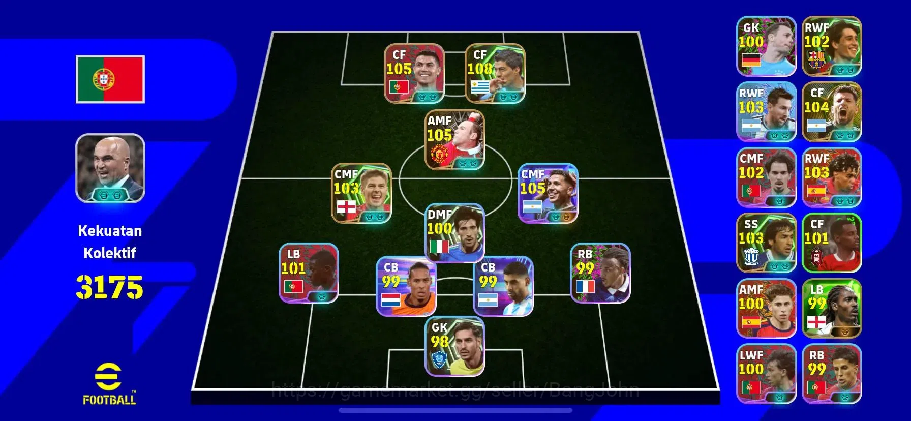 eFootball Accounts Legends & Iconic Players Mobile|PW3175|New Enzo Fernandez Show T, Noni Madueke Show T,Sergio Aguero 1