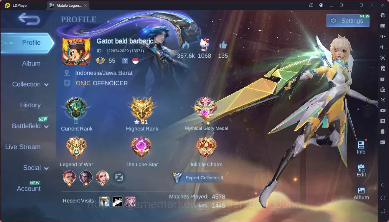 Mobile Legends: Bang Bang Accounts Others Global|Hero 104|Skin 167|Expert|Prime Beatrix|KOF Karina|Naruto Vale|SaintSeiya 1