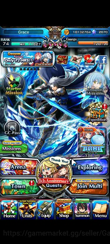 Grand Summoners Accounts Global|Rank 74|2670cc Ready Gacha|16 Asc+7 TW|[Roy image 1