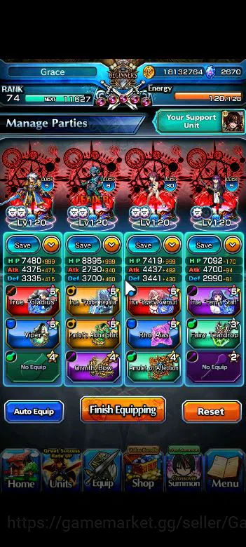 Grand Summoners Accounts Global|Rank 74|2670cc Ready Gacha|16 Asc+7 TW|[Roy image 3