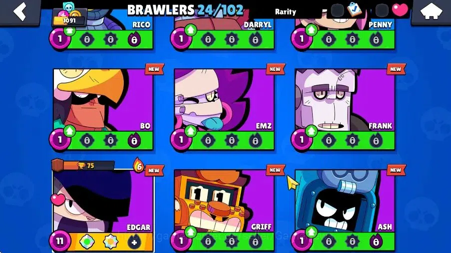Brawl Stars Accounts 1091 Trophy|5K Bling 21K Coins|24 Brawlers 1 Max Lvl|2 Epic Skins [Shukuteki Tara,Dr Edgar]|8K PP|Cn 7