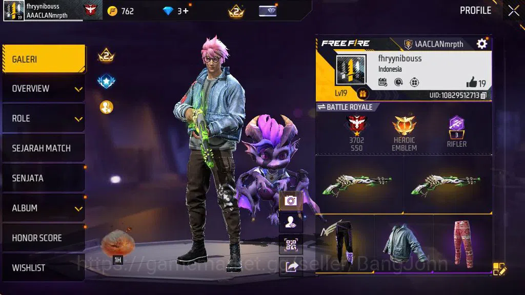 Free Fire Accounts Indonesia, Vault 17, Polosan SG lumut FF594B image 1