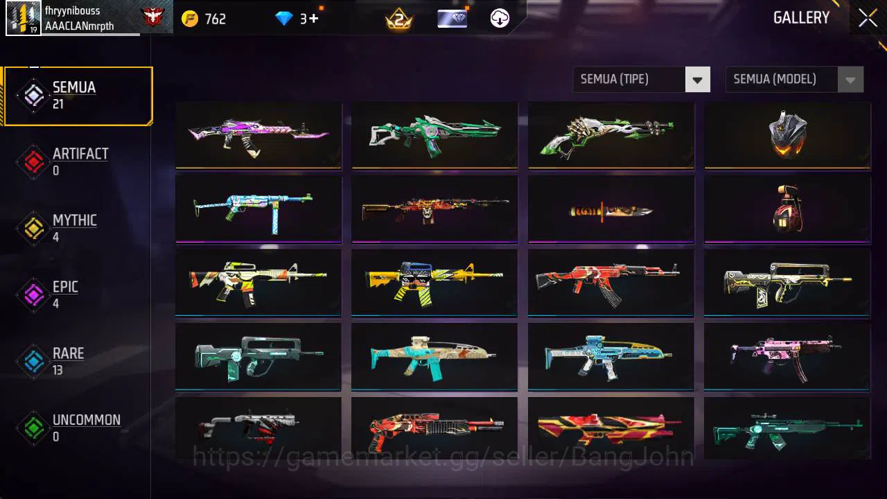 Free Fire Accounts Indonesia, Vault 17, Polosan SG lumut FF594B image 10