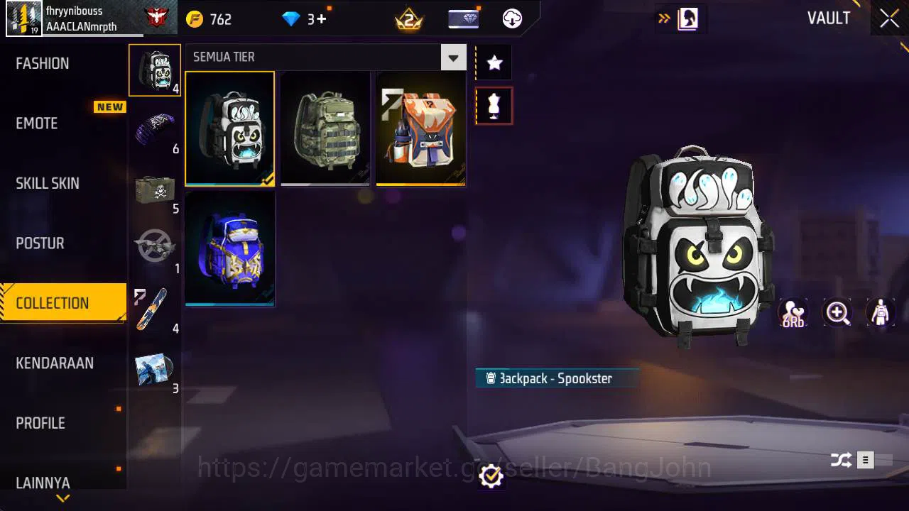 Free Fire Accounts Indonesia, Vault 17, Polosan SG lumut FF594B image 3