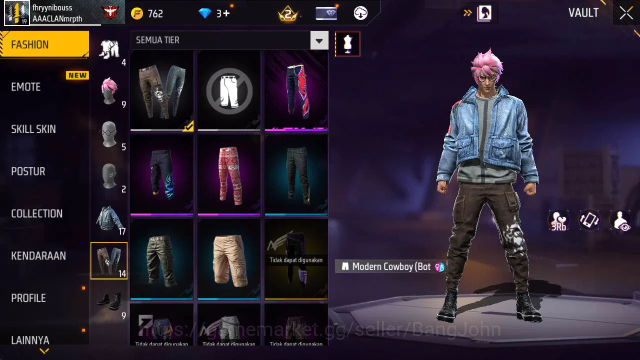 Free Fire Accounts Indonesia, Vault 17, Polosan SG lumut FF594B image 5