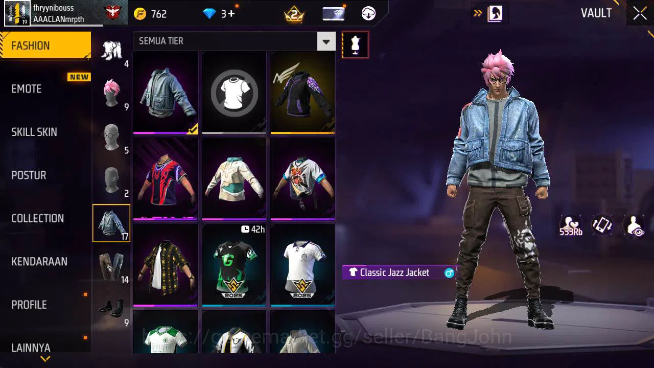 Free Fire Accounts Indonesia, Vault 17, Polosan SG lumut FF594B image 6
