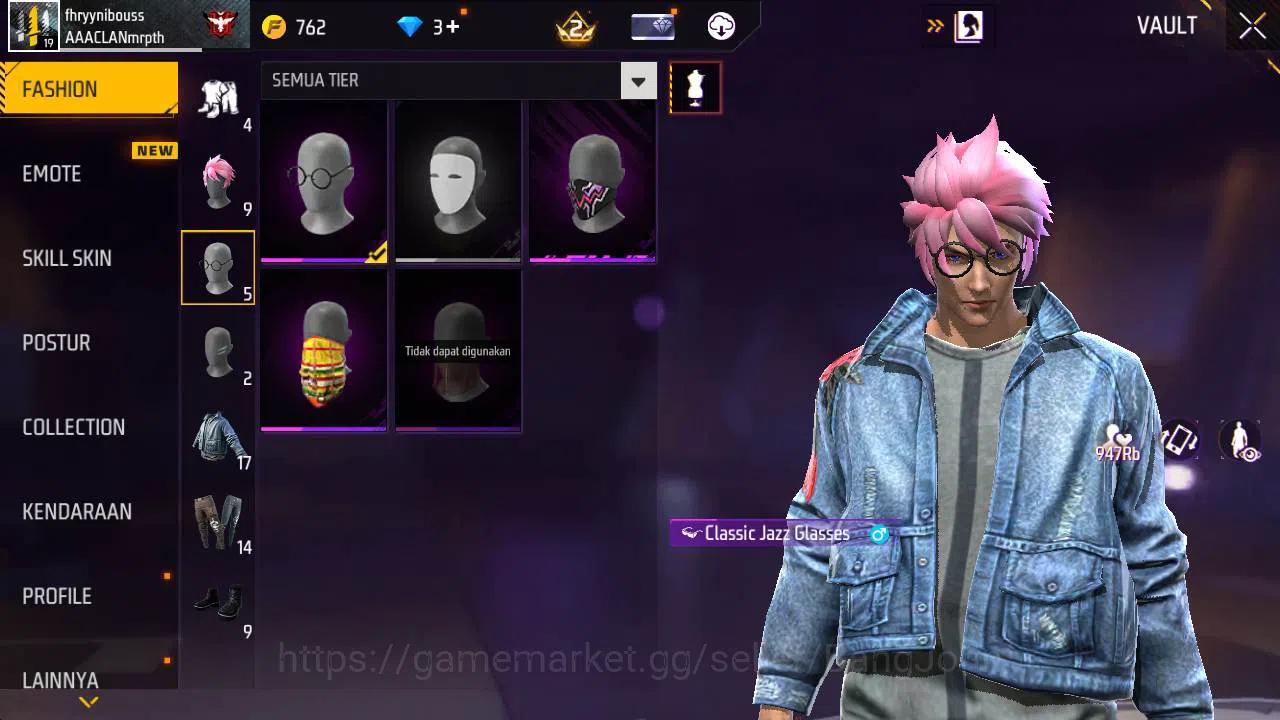 Free Fire Accounts Indonesia, Vault 17, Polosan SG lumut FF594B image 7