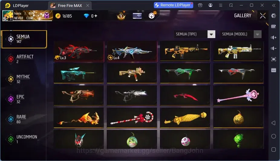 Free Fire Accounts Indonesia | 2 EVO (SCAR Megalodon Alpha Lv3, XM8 D image 3