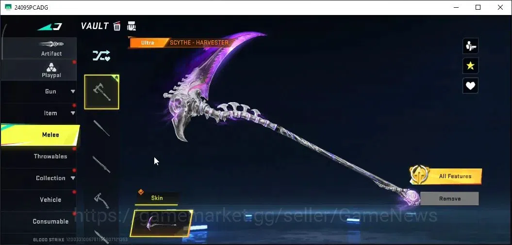 Blood Strike Accounts Others ASIA|ULTRA Meele Scythe Harvester|5 Legendary [M700 Ethereal,MP155 Radiance,P90,AR97 9
