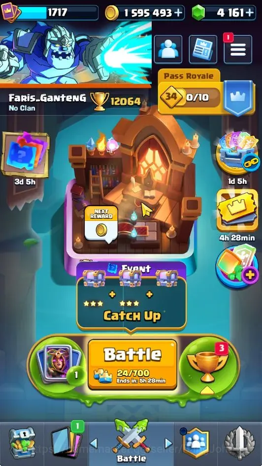 Clash Royale Accounts High-End Trophy 12064 | CL 1717 | KTL 16 Max | 122 Cards | 6 Max | 8 Champ | 6 Hero | 15 Evo | Arena 1