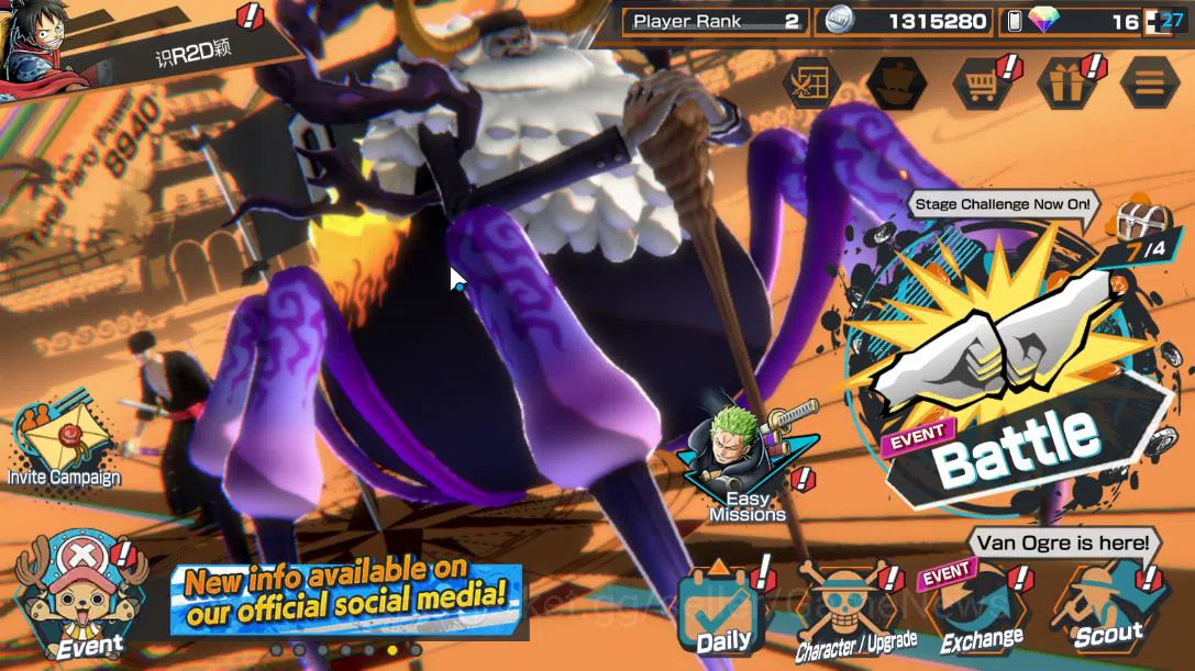 One Piece Bounty Rush Accounts Global|2 EX|5Elders Saturn,Onigashima Zoro|Rank 2| image 1