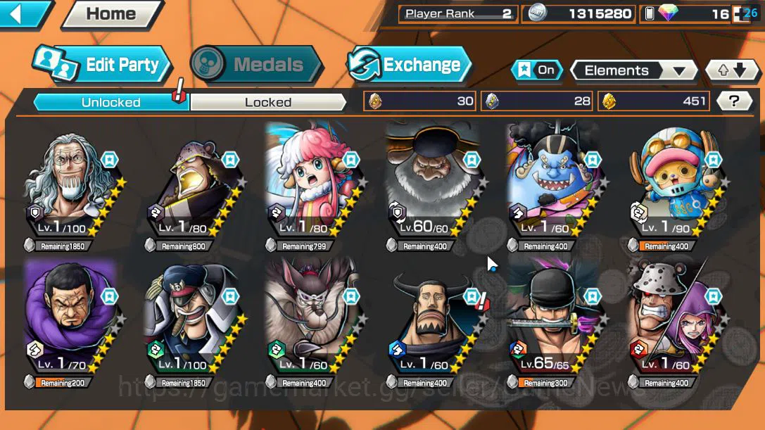 One Piece Bounty Rush Accounts Global|2 EX|5Elders Saturn,Onigashima Zoro|Rank 2| image 3