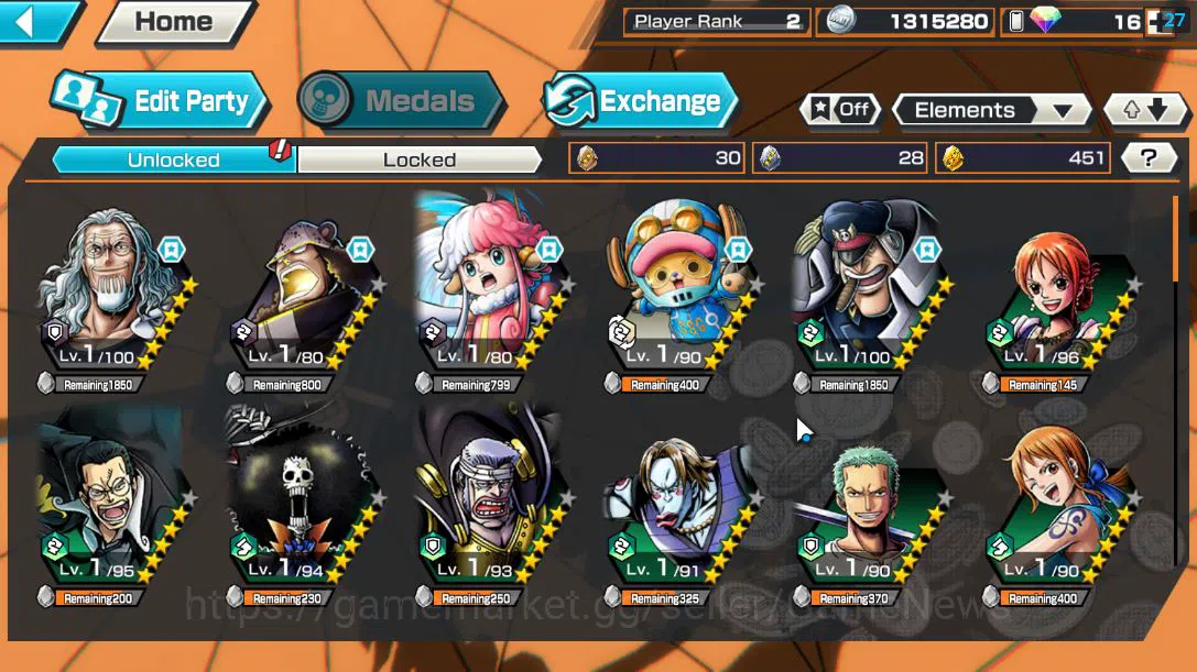 One Piece Bounty Rush Accounts Global|2 EX|5Elders Saturn,Onigashima Zoro|Rank 2| image 4