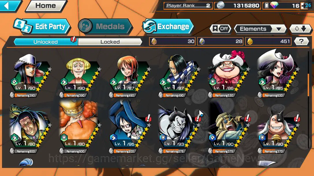 One Piece Bounty Rush Accounts Global|2 EX|5Elders Saturn,Onigashima Zoro|Rank 2| image 5