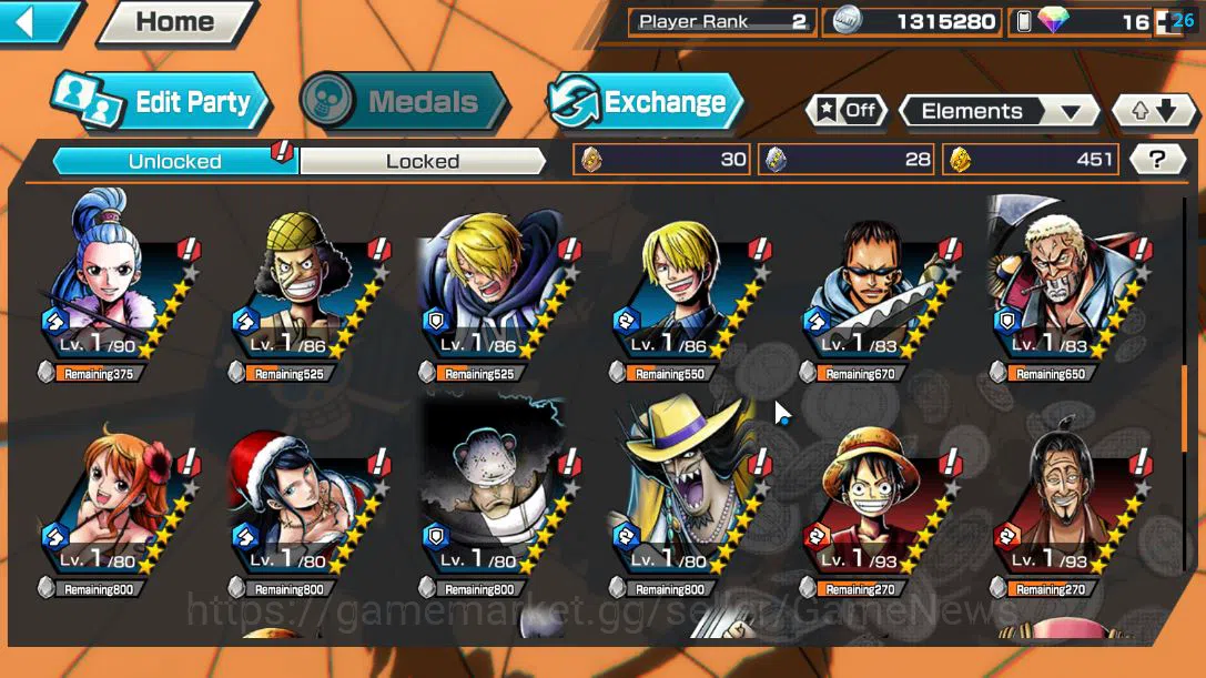 One Piece Bounty Rush Accounts Global|2 EX|5Elders Saturn,Onigashima Zoro|Rank 2| image 6