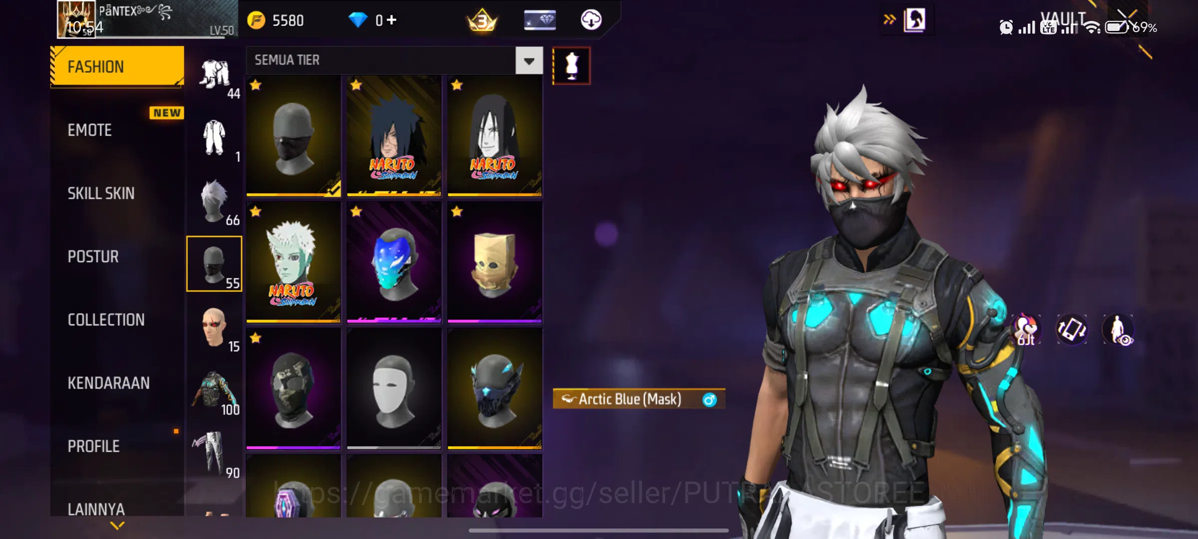 Free Fire Accounts Indonesia - sg trompet - vault rame - naruto ada 3 , anim loby 3