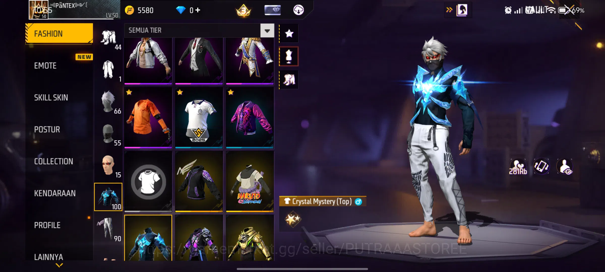 Free Fire Accounts Indonesia - sg trompet - vault rame - naruto ada 3 , anim loby 5