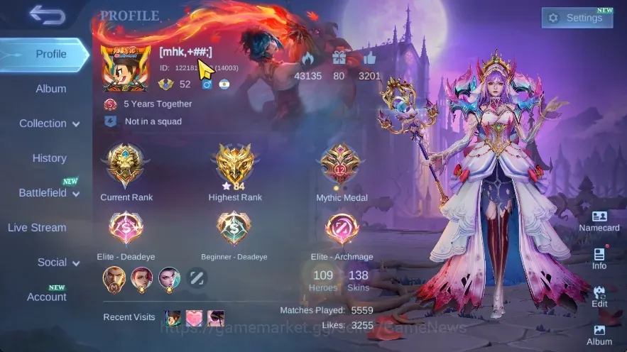 Mobile Legends: Bang Bang Accounts Others Hero 109|Skin 138|Ex Glory 84|Alucard LBorn,Franco Blazing,Cyclops Spongebob,Clint 1