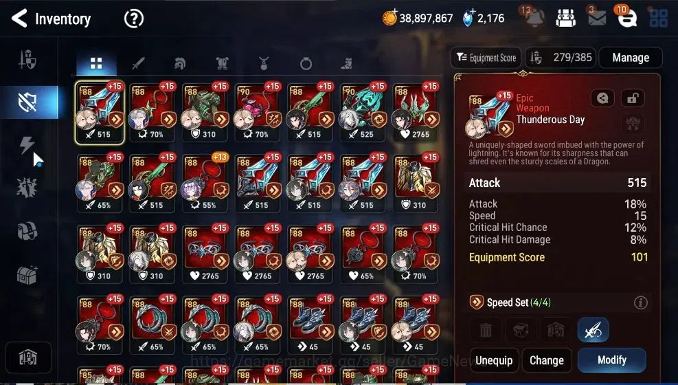 Epic Seven Accounts High-End GLOBAL UnVerif|7 ML(RihanaNLuciella,RoLight,Straze,WOTM Tenebria,etc)+Rinak,Setsuka,etc|PoH 19