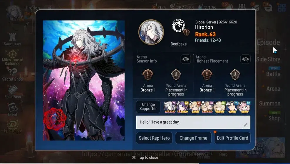 Epic Seven Accounts High-End GLOBAL UnVerif|7 ML(RihanaNLuciella,RoLight,Straze,WOTM Tenebria,etc)+Rinak,Setsuka,etc|PoH 2