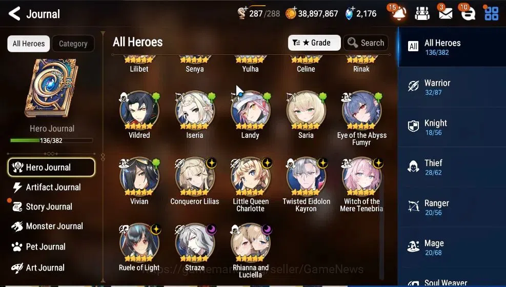 Epic Seven Accounts High-End GLOBAL UnVerif|7 ML(RihanaNLuciella,RoLight,Straze,WOTM Tenebria,etc)+Rinak,Setsuka,etc|PoH 7