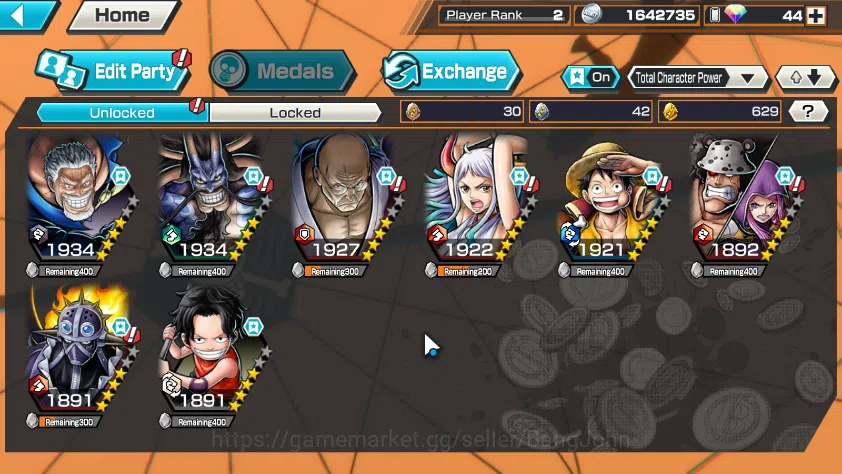 One Piece Bounty Rush Accounts GLOBAL| EX 5| PR 2|Legend Garp,T5E Nusjuro,BMO Kai image 2