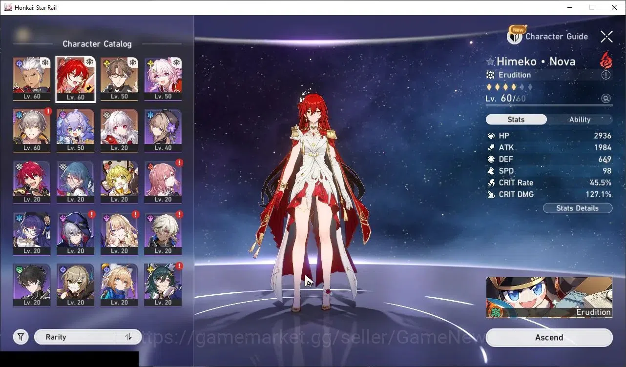 Honkai Star Rail Accounts Starter Asia|TL 49|2 Limited| (Himeko Nova,Archer) +3 STD Char (Welt,Bailu,Clara) |Male 1