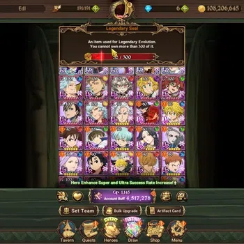 The Seven Deadly Sins: Grand Cross Accounts Endgame ASIA|4,5M CC|52 LS|4 LR + 13 UR +Collab Gachiakuta +Cross
