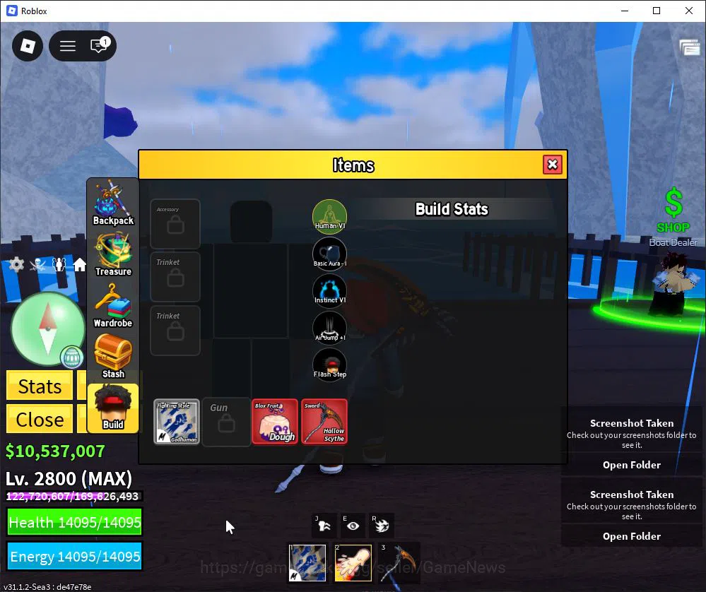 Roblox Accounts Blox Fruit |Lv Max + Dough,GodHuman|10M Beli 42K Frag|2 Myth Weap 5 Legend Fruit |Human V1|Unverif(RBL942) 9