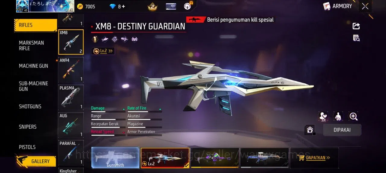 Free Fire Accounts Indonesia | EVOGUN 2 XM8 LVL 2, SG STERLING LVL 4 VAULT 65 EMOTE 9 TAS 11 SKYWING 1 WEAPON 67 | W709 5