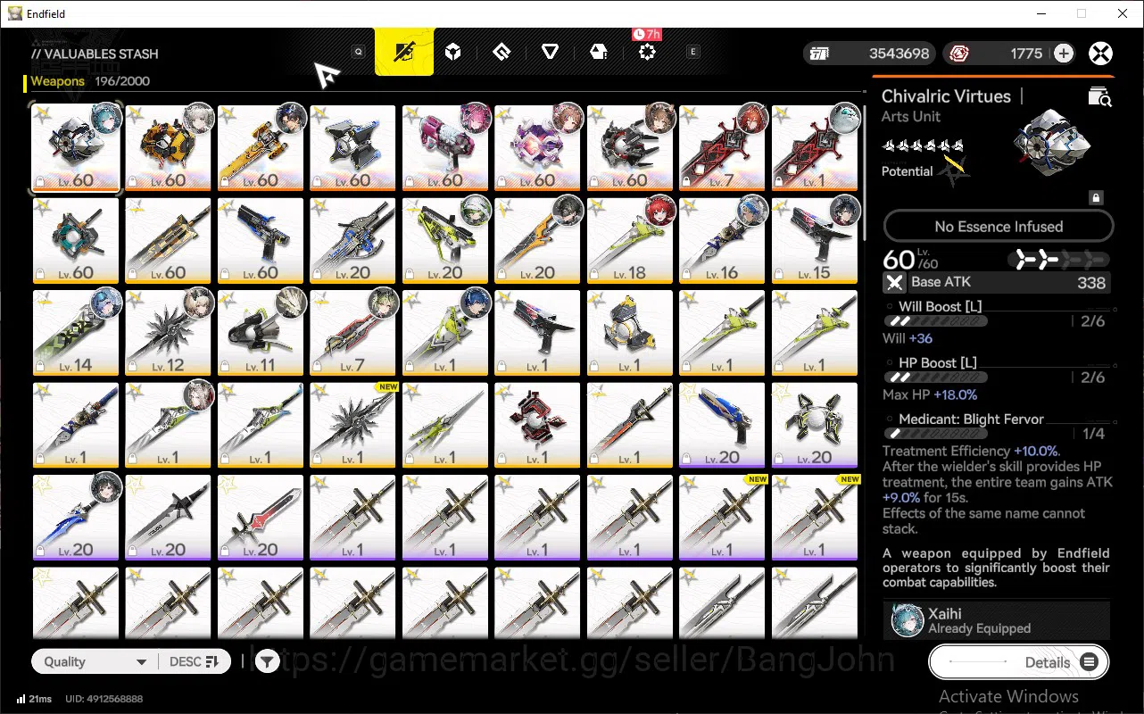 Arknights: Endfield Accounts ASIA | lv 56, ember, Yvonne, last rite, Ardelia, pogra WP 6s 9 more detail check SS AKE134B 12