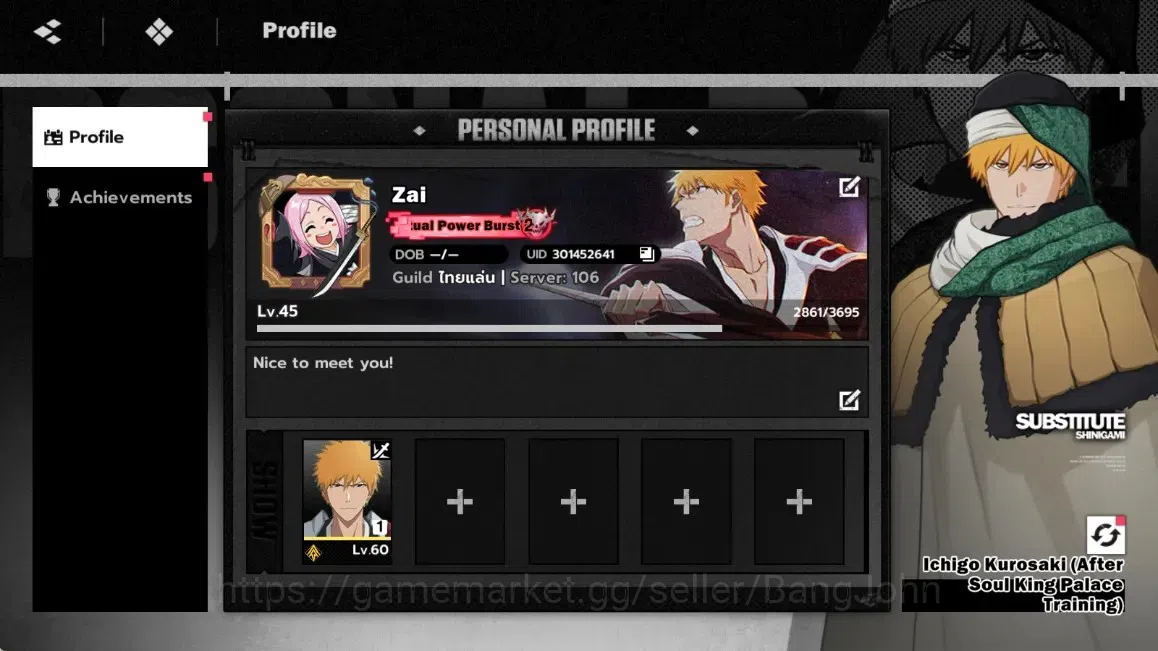 BLEACH: Soul Resonance Accounts Nuverse SEA|Lv.45|5 SSR 2 Sign 1