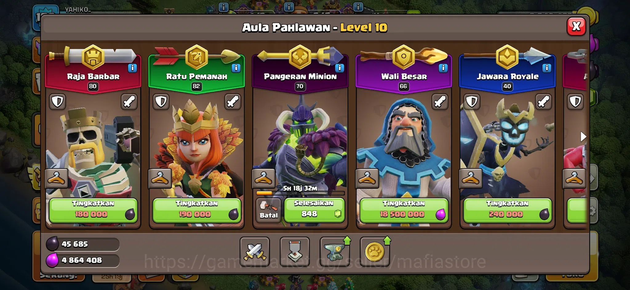 Clash of Clans Accounts HIGH-END TH16 GW66 AQ82 RC40 BK80. Epic Equip: See image 7