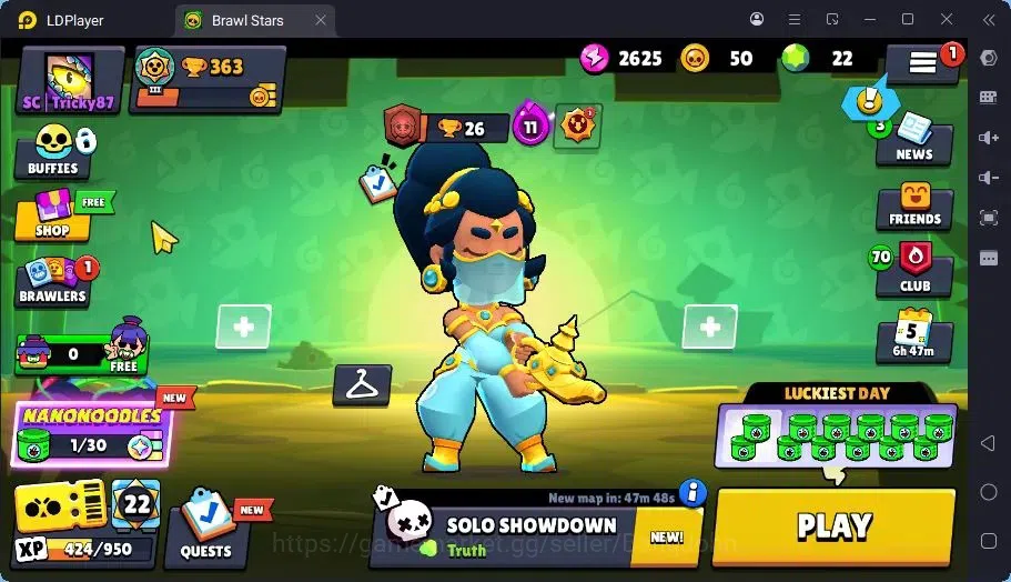 Brawl Stars Accounts Trophy 363| 8 Brawlers | 3 Max (ShellyHC,NitaHC,Edgar) |1 Mythic,2 Epic Skins| 2253 Bling | Proteck Off 1