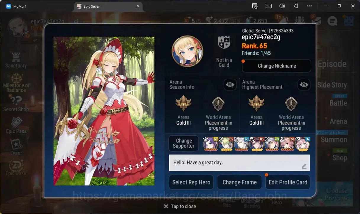 Epic Seven Accounts High-End Global Unverif |11 ML (E Ilynav,LW Piera,SOTD Diene,Straze,L Cermia, Etc)|PoH+Bless ON|SS 2