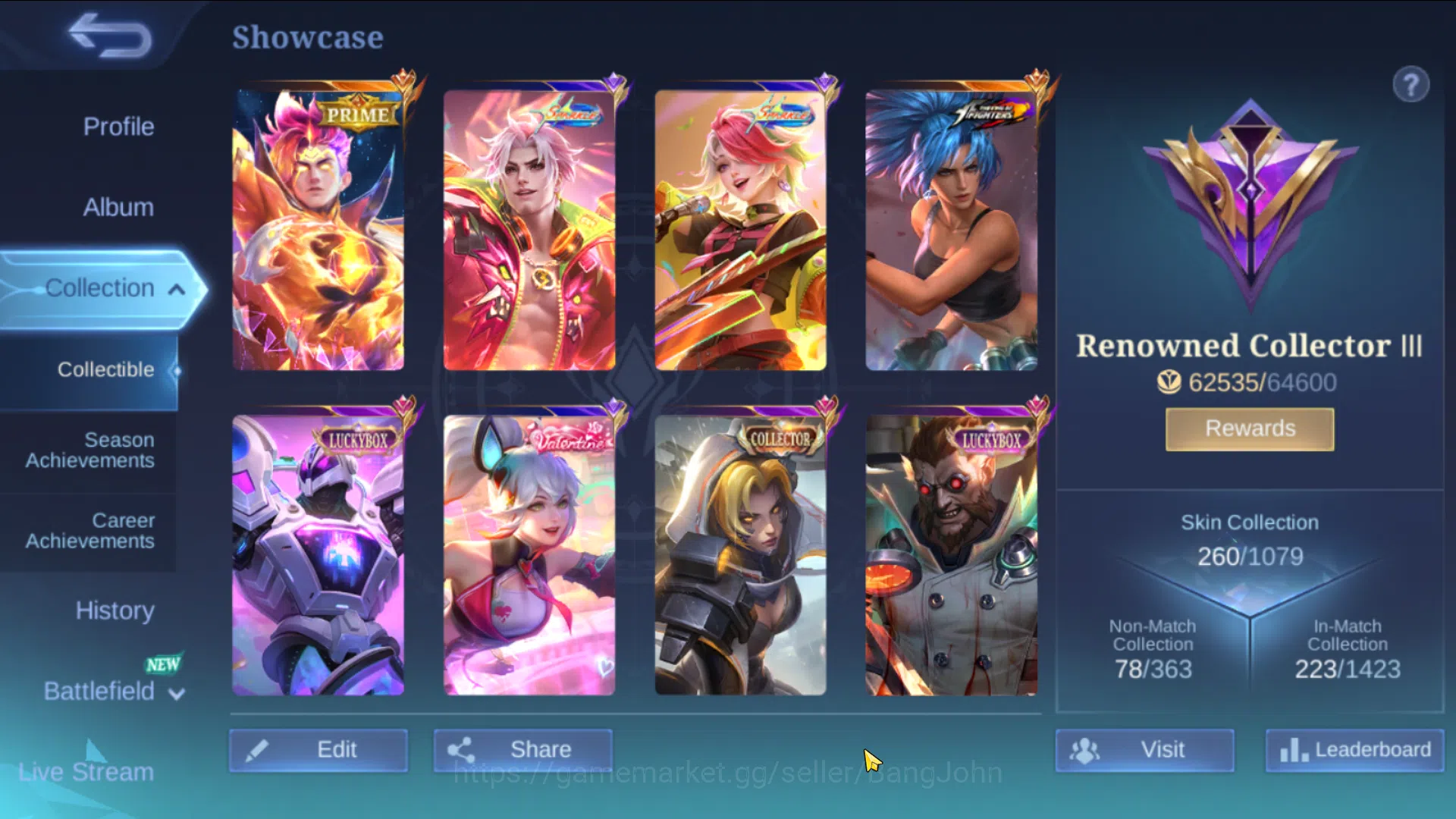 Mobile Legends: Bang Bang Accounts Hero 131, Skin 260 WR 54% | Prime Claude, LBox Rog image 2