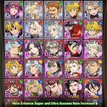 The Seven Deadly Sins: Grand Cross Accounts Endgame ASIA|5.4M Power|150 DM| 8LR+11 UR(Nemesis Meli 4/6,Menor,Cross Meli and