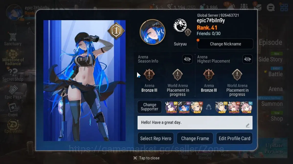 Epic Seven Accounts Limited Hero Global Unverif|New Era|5 ML(School Nurse Yulha,Belian,LW Peira,Etc)+Setsuka,A 2