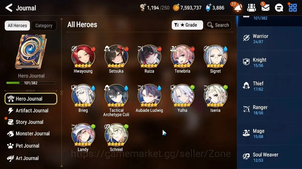 Epic Seven Accounts Limited Hero Global Unverif|New Era|5 ML(School Nurse Yulha,Belian,LW Peira,Etc)+Setsuka,A 8