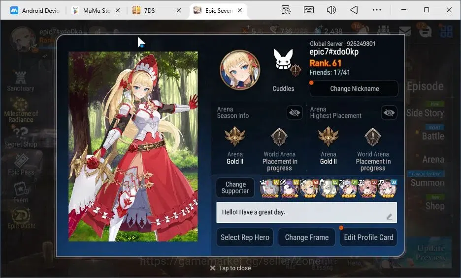 Epic Seven Accounts Global|16ML (Rinak, Harsetti, Belian, Politis, Aru image 2