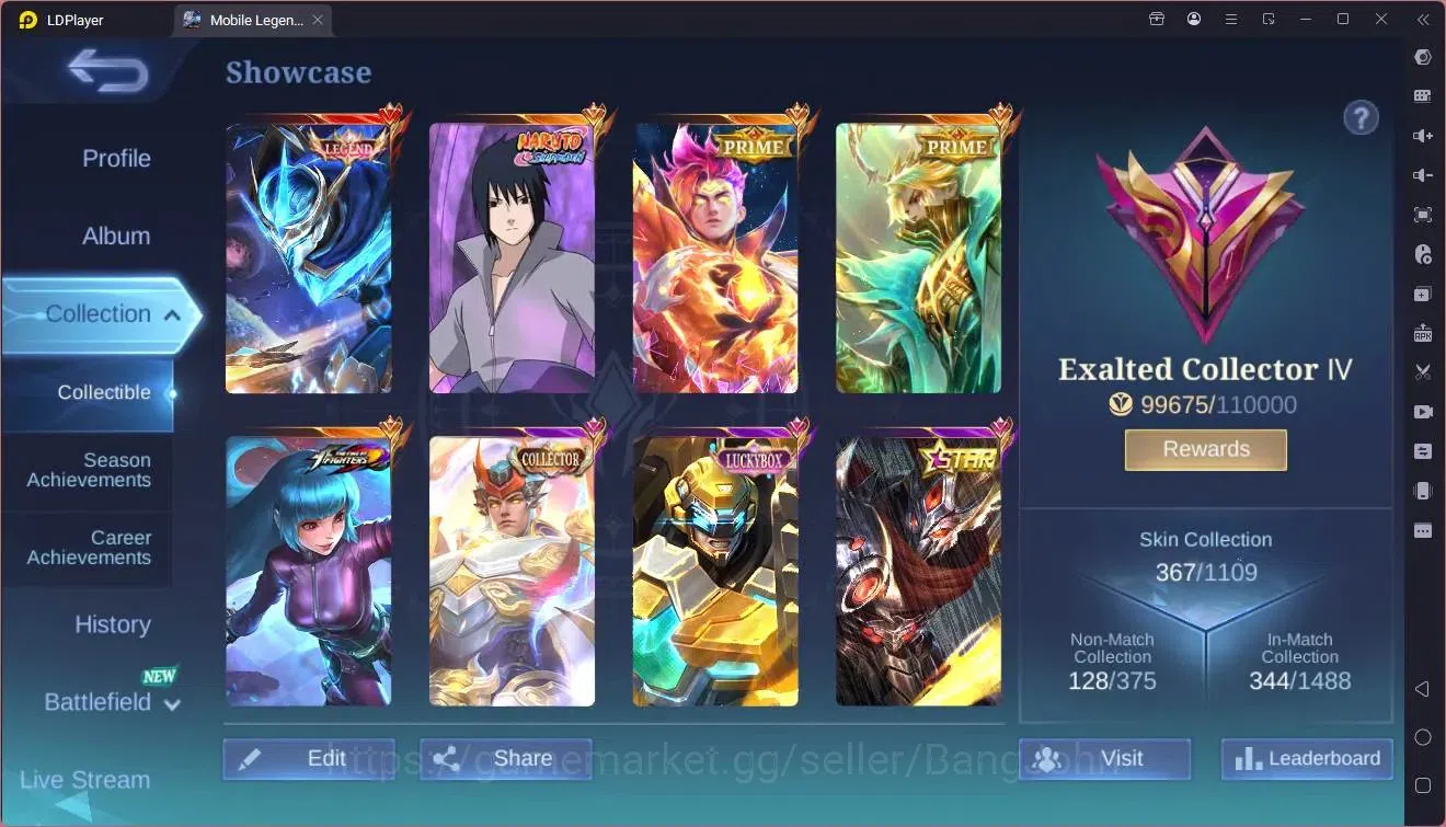 Mobile Legends: Bang Bang Accounts Global|Hero 132|Skin 367|Exalted|Legend GS|Naruto  image 20