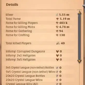 Albion Online High-End ASIA | 5,19M Total Fame - 5,5M Silver | T8 Lvl 100 image 1