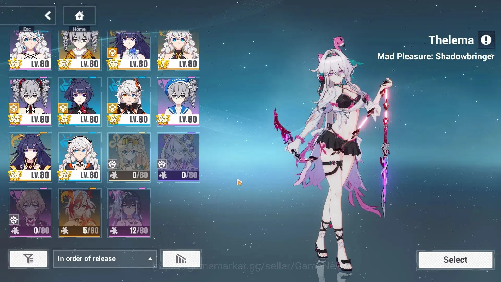 Honkai Impact 3rd Accounts End-Game SEA ENDGAME| 30+ FullSet (Seele Panacea, Mei Xentinel, Elysia HiLoveElf, Vita, Sparkle 7