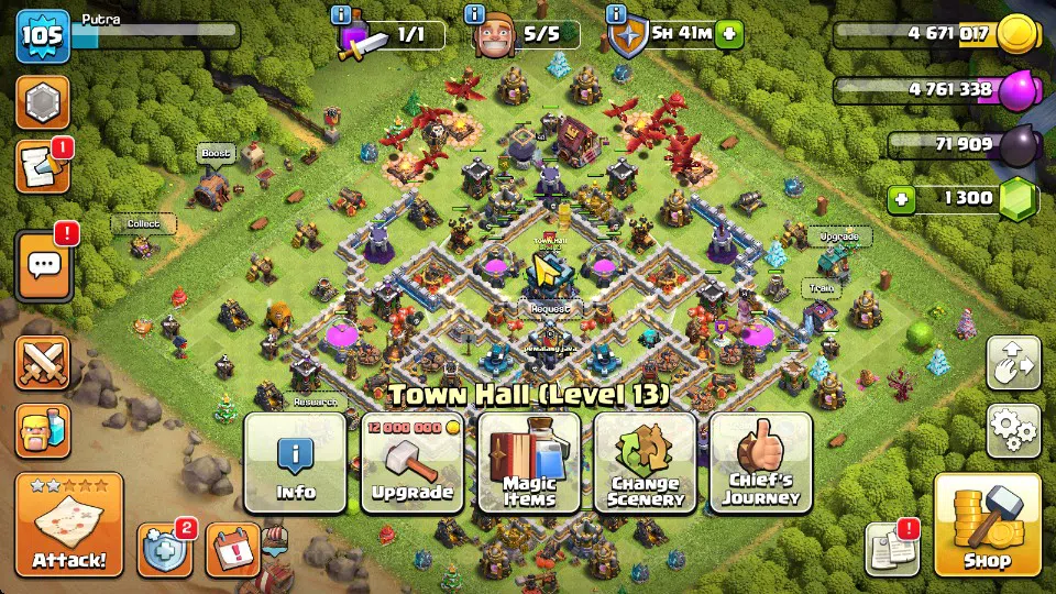 Clash of Clans Accounts TH 13 - BH 5|Limited Skin|LV 105|HH 7|BK 36,AQ 48, image 1