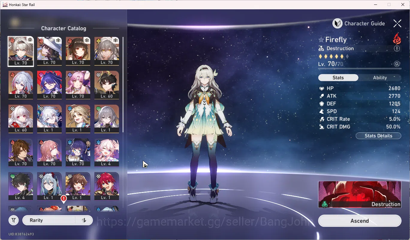 Honkai Star Rail Accounts ASIA | TL 60 | 8 Limit | Fire Fly | The Dahlia | L image 2
