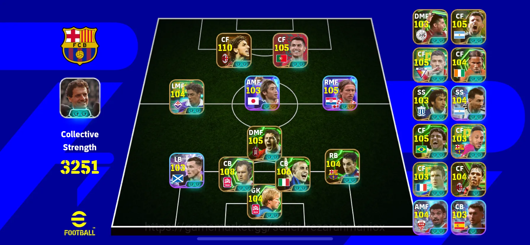 eFootball Accounts Legends & Iconic Players ovr 3251 • epic ibrahimovic • showtime modric • epic beckenbauer •showtime japan 1