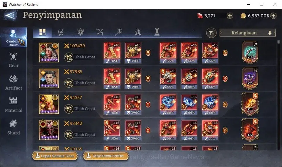 Watcher of Realms Accounts GLOBAL 60x|Lv 79|6M Power|3K Gems|9 Lord[ValderonA image 16