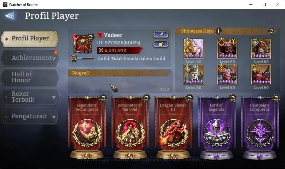 Watcher of Realms Accounts GLOBAL 60x|Lv 79|6M Power|3K Gems|9 Lord[ValderonA image 2